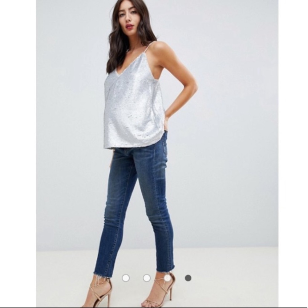 Silver sequined maternity tank top